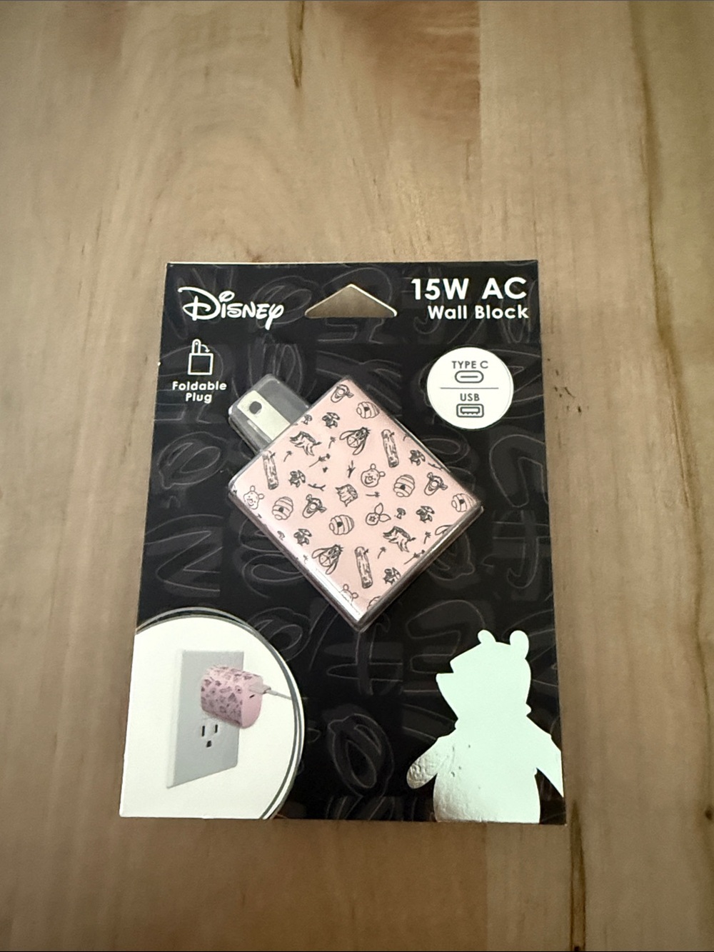 Disney Pink USB-C 15W Wall Charger with Character Icons